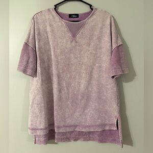Mineral Wash Exposed Seam Drop Shoulder Oversized Tee.